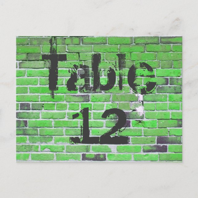 Green Brick Graffiti Reception Table Numbers (Front)