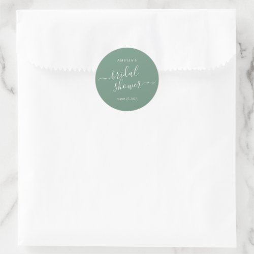 Green Bridal Shower Classic Round Sticker