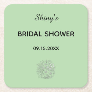 Green bridal shower coaster