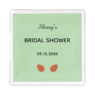 Green bridal shower coaster acrylic tray