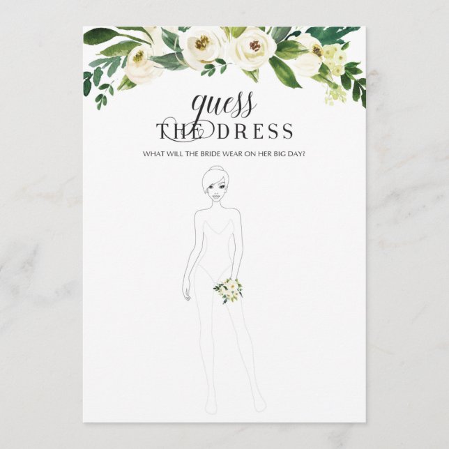 Green Bridal Shower Guess the Dress Game Invitation (Front)