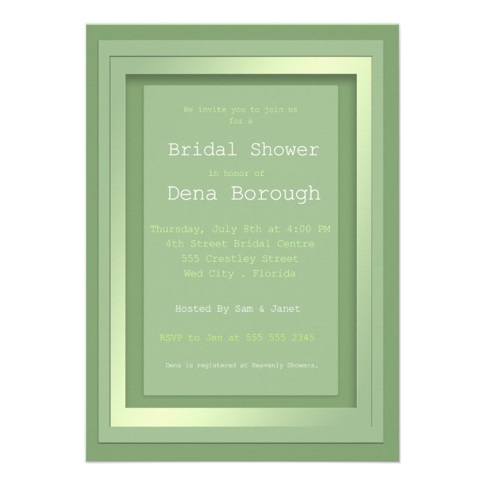 Green Bridal Shower Invitations