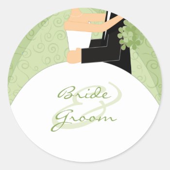 Green Bride And Groom Wedding Stickers by PMCustomWeddings at Zazzle