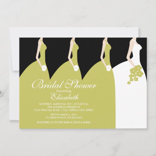 Green Bride Bridesmaids Bridal Shower Invitation