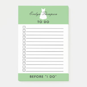 Green Bride Wedding To Do Checklist Post-it Notes