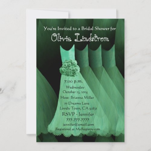 GREEN Bridesmaid Dresses Bridal Shower Invitation