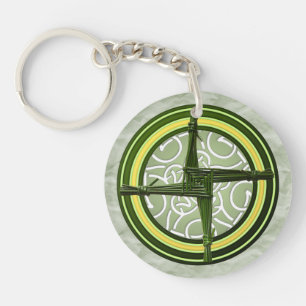 Green Brigid's Cross on Green Keychain