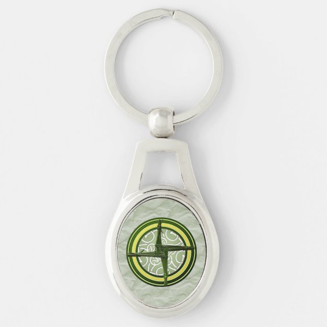 Green Brigid's Cross on Green Keychain (Front)