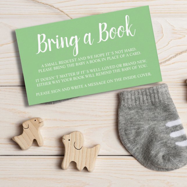 Green Bring a Book Baby Shower Enclosure Card (Creator Uploaded)