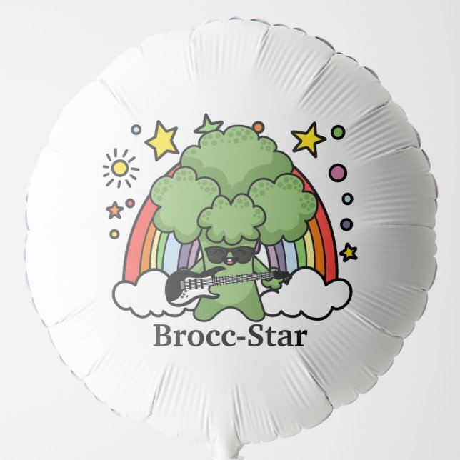 Green Broccoli Brocc, Rock Star Balloon (Front)