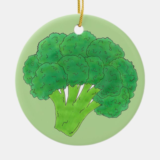 Green Broccoli Bunch Gardening Vegetable Foodie Ceramic Ornament (Front)