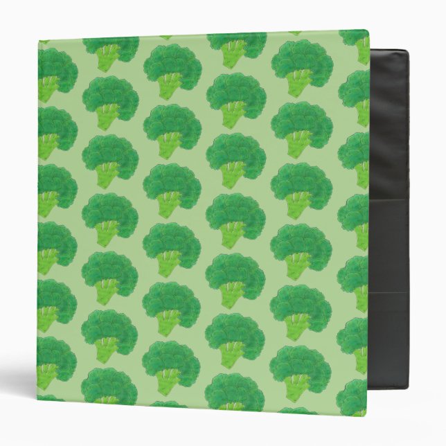 Green Broccoli Gardening Vegetable Produce 3 Ring Binder (Front/Inside)