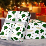 Green Broccoli Merry Vegan Christmas  Wrapping Paper<br><div class="desc">This christmas wrapping paper features a broccoli with lights.</div>
