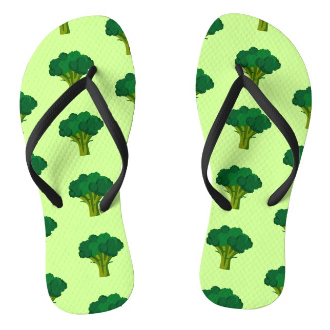 Green Broccoli Vegetable Healthy Eating Veggie Flip Flops (Footbed)