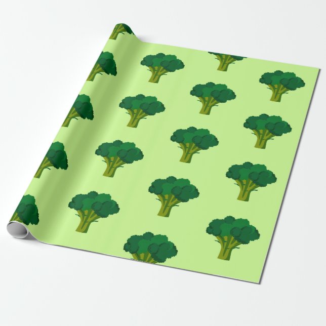 Green Broccoli Vegetable Healthy Eating Veggie Wrapping Paper (Unrolled)