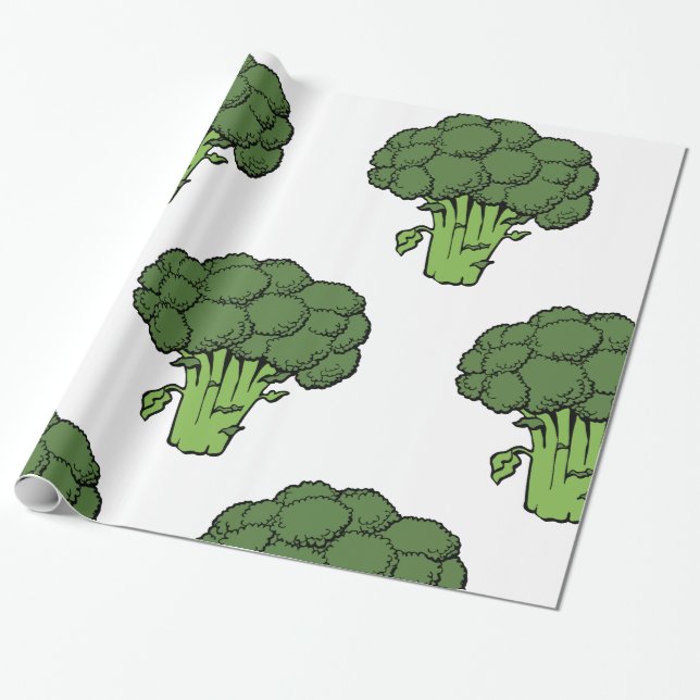 Green Broccoli Wrapping Paper (Unrolled)