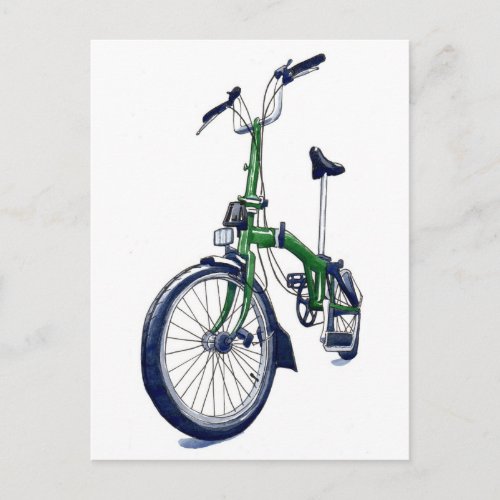 Green Brompton bicycle Postcard