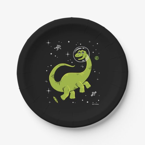 Green Brontosaurus Dinos In Space Paper Plates