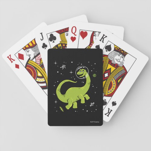 Green Brontosaurus Dinos In Space Poker Cards