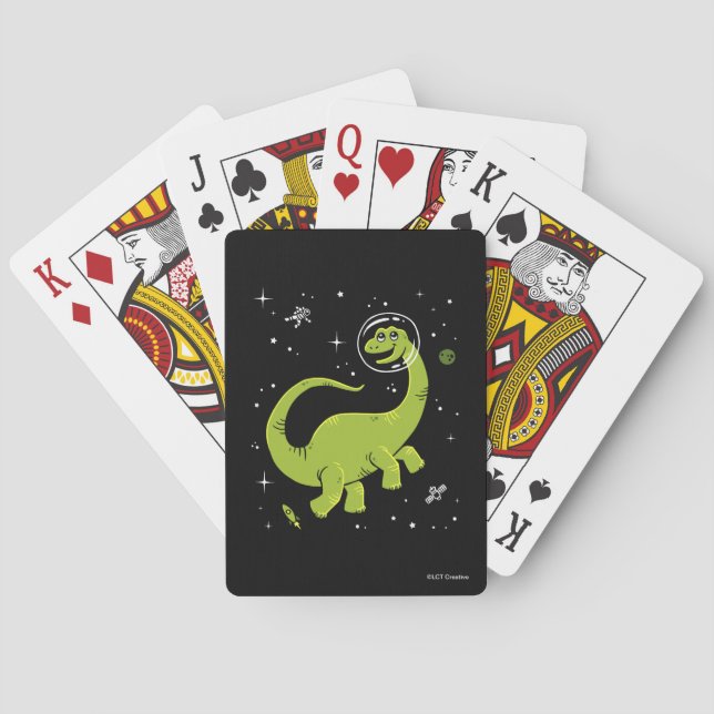 Green Brontosaurus Dinos In Space Poker Cards (Back)