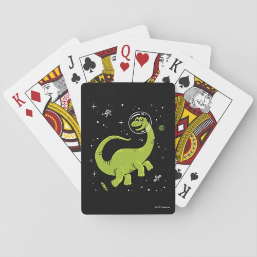 Green Brontosaurus Dinos In Space Poker Cards