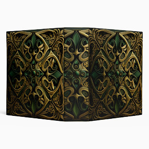 Green Bronze Ornamental Plaid Decoration Pattern 3 Ring Binder