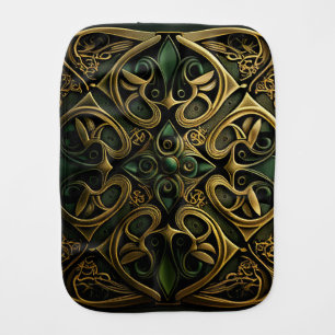Green Bronze Ornamental Plaid Decoration Pattern Baby Burp Cloth
