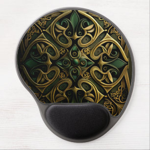 Green Bronze Ornamental Plaid Decoration Pattern Gel Mouse Pad