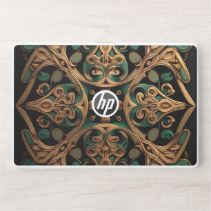 Green Bronze Ornamental Plaid Pattern Decoration HP Laptop Skin