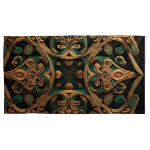 Green Bronze Ornamental Plaid Pattern Decoration Pillow Case