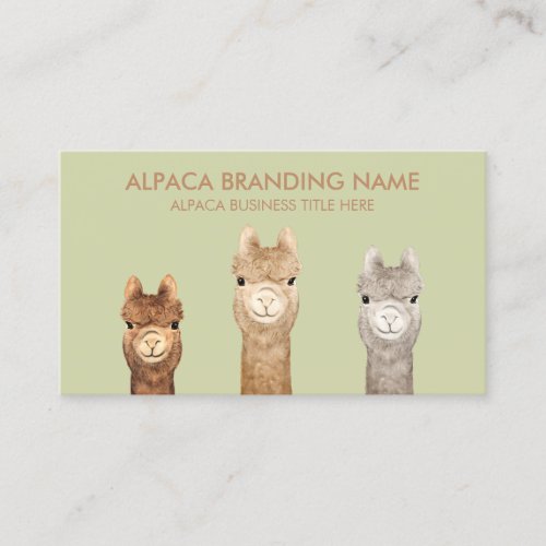 Green Brown Alpaca Animal Business Card