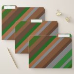[ Thumbnail: Green, Brown and Grey Stripes File Folders ]