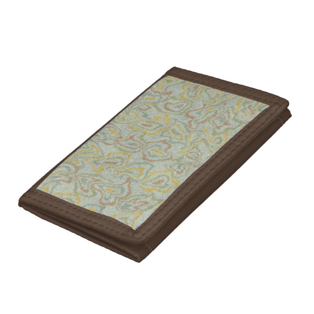 Green, Brown, and Yellow Abstract Tri-fold Wallet (Bottom)