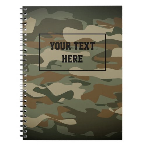 Green brown army camo woodland camouflage custom notebook