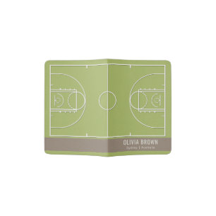 GREEN BROWN BASKETBALL COURT LEATHER  MONOGRAM PASSPORT HOLDER