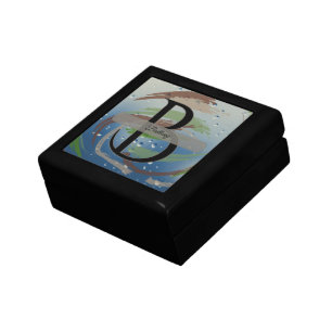 Green, Brown & Beige Brushstrokes Monogram Gift Box