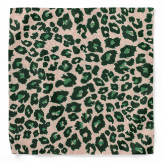Green Brown Black Leopard Animal Print Bandana
