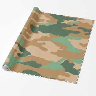 Green Brown Camo Camouflage Wrapping Paper