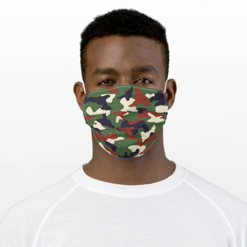 Green Brown Camouflage Camo Pattern Classic Look Adult Cloth Face Mask