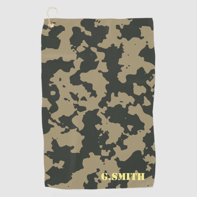 Green Brown Camouflage. Camo your Golf Towel (Front)
