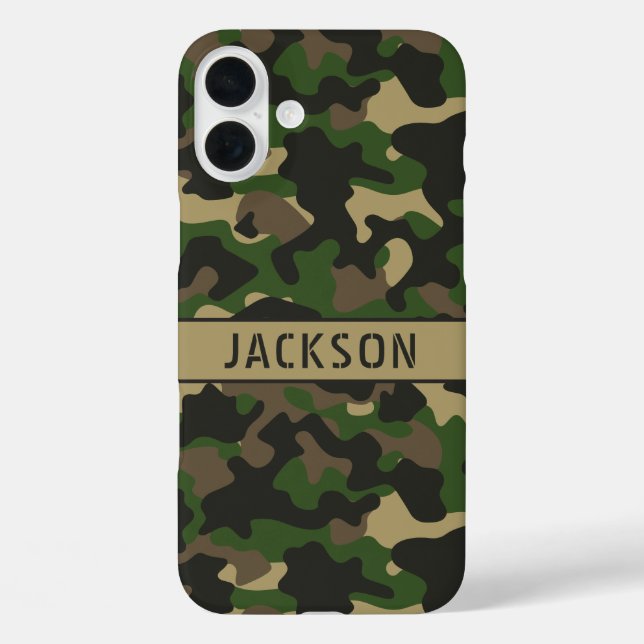 Green Brown Camouflage Personalized Case-Mate iPhone Case (Back)