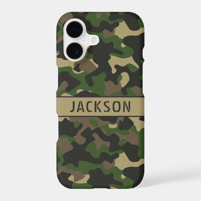 Green Brown Camouflage Personalized Case-Mate iPhone Case (Back)