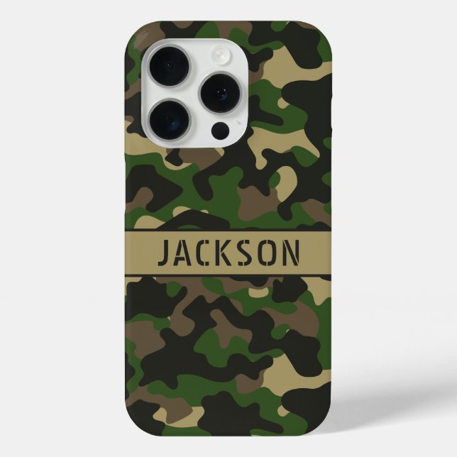 Green Brown Camouflage Personalized Case-Mate iPhone Case (Back)
