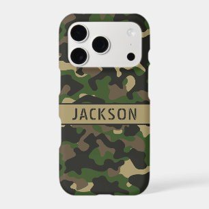 Green Brown Camouflage Personalized iPhone 17 Pro Case