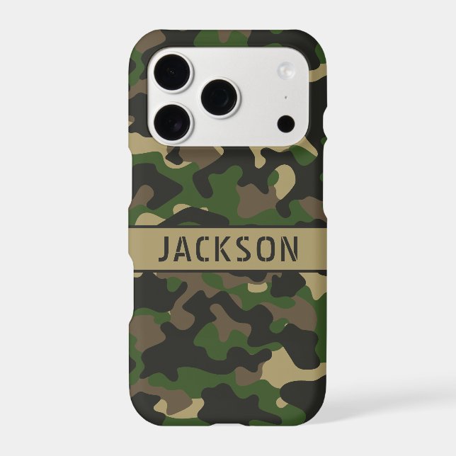 Green Brown Camouflage Personalized Case-Mate iPhone Case (Back)