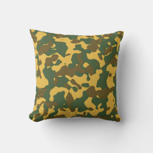 Green Brown Camouflage Throw Pillow