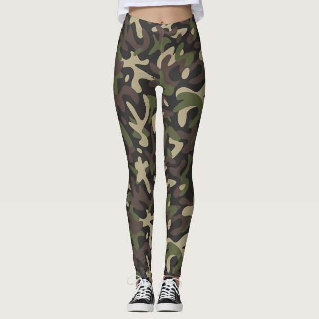 Green/Brown Camouflage Women's Leggings (Front)