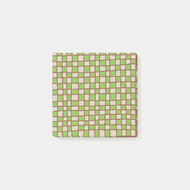 Green Brown Checkerboard Earthy Checkered Pattern Post-it Notes (Front)