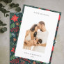 Green Brown Christmas Floral Pattern Photo Happy Holiday Card