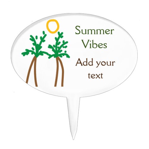Green brown coconut tree summer vibes add your tex cake topper